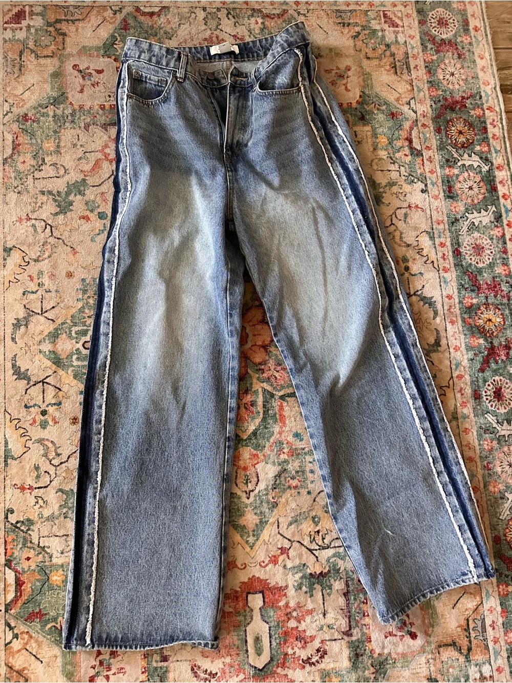 H&M Two-Tone tuxedo Light & Dark Blue Wide Leg Jeans